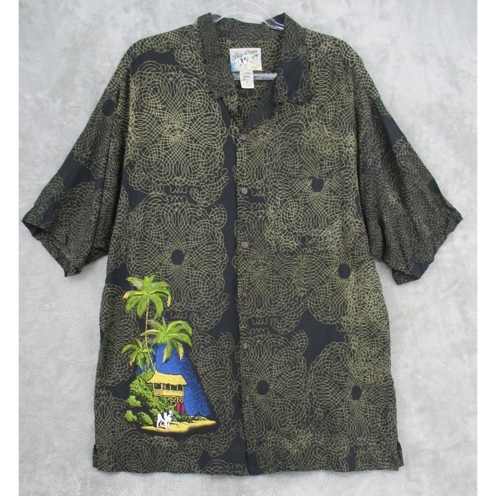 Big Dogs Shirt Mens 2X Hawaiian Tropical Button Front Aloha Resort Lightweight